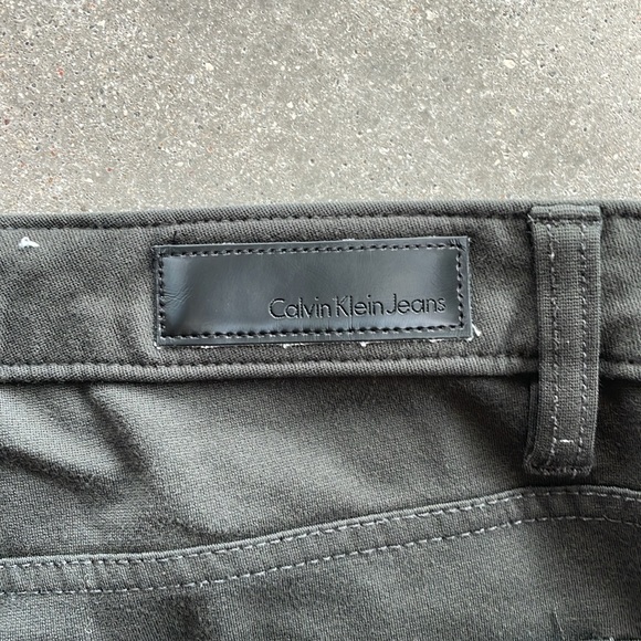 CALVIN KLEIN JEANS Army Green Taper Pants Stretch Logo Pockets Women's 10 - Picture 6 of 6